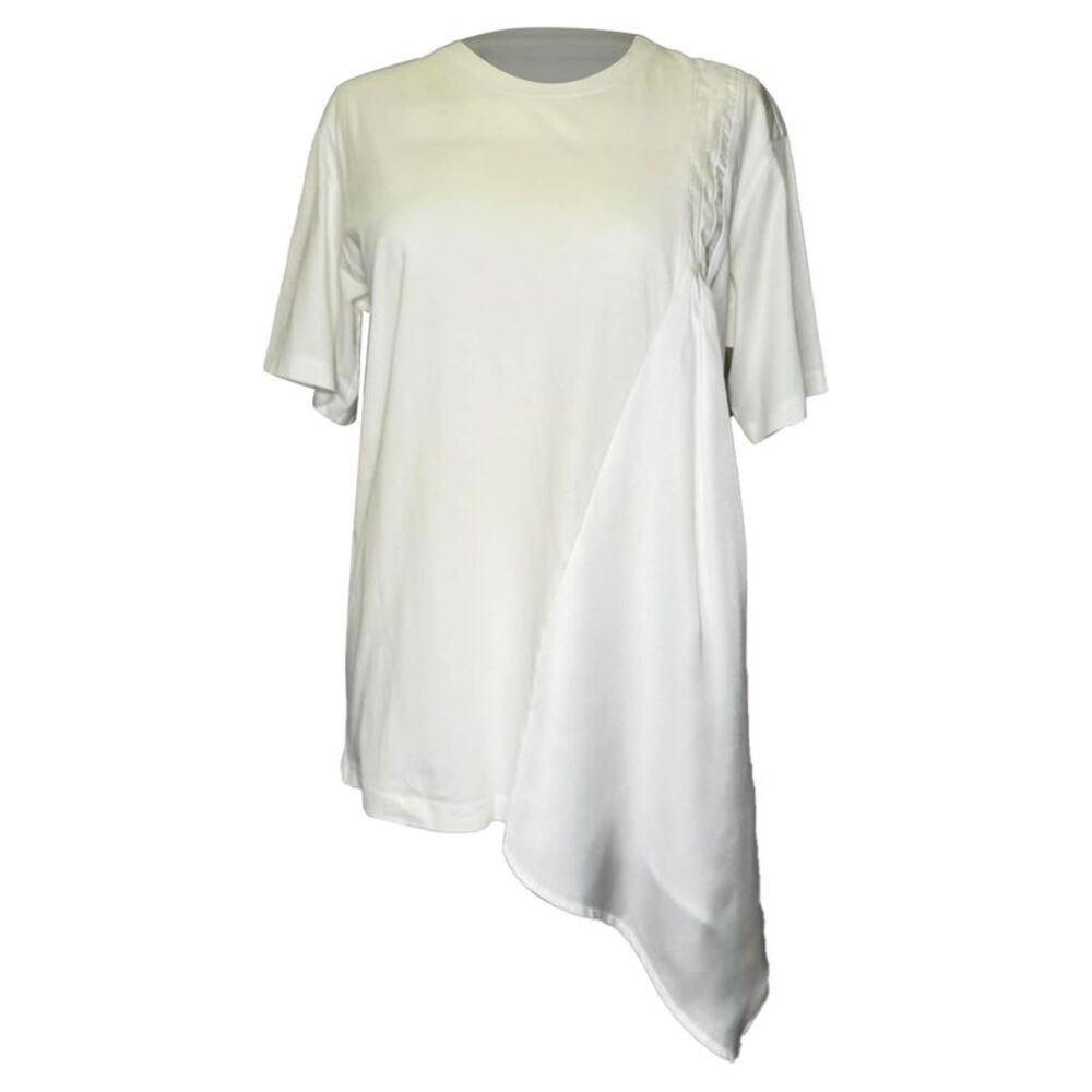 Victoria Beckham Draped Asymmetric T-Shirt in White Cotton